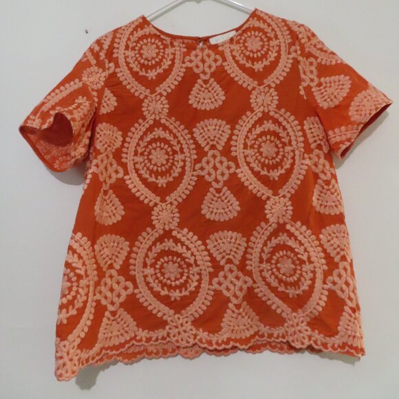 Anthropologie Eri + Ali Coral Embroidered Top XS - Picture 9 of 12
